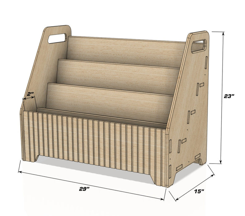 MIA - Large Montessori Bookshelf – Toddler Bookcase - Montessori Wooden Furniture - Storage in Back
