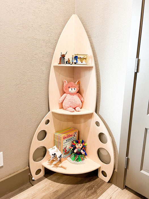 HOUSTON - Rocket Shelf- Montessori Toy Shelf - Toddler Corner Toy Shelf